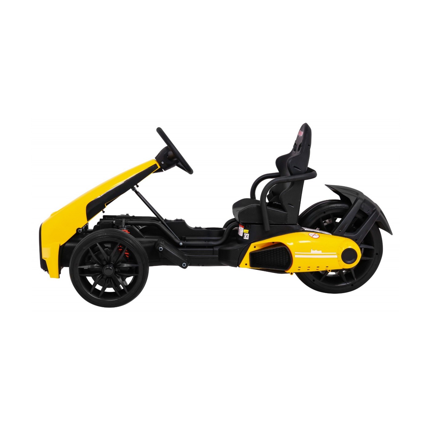 Motokára pro baterii auto XR-1 pro děti žlutý + nastavitelný volant + profilované sedadlo