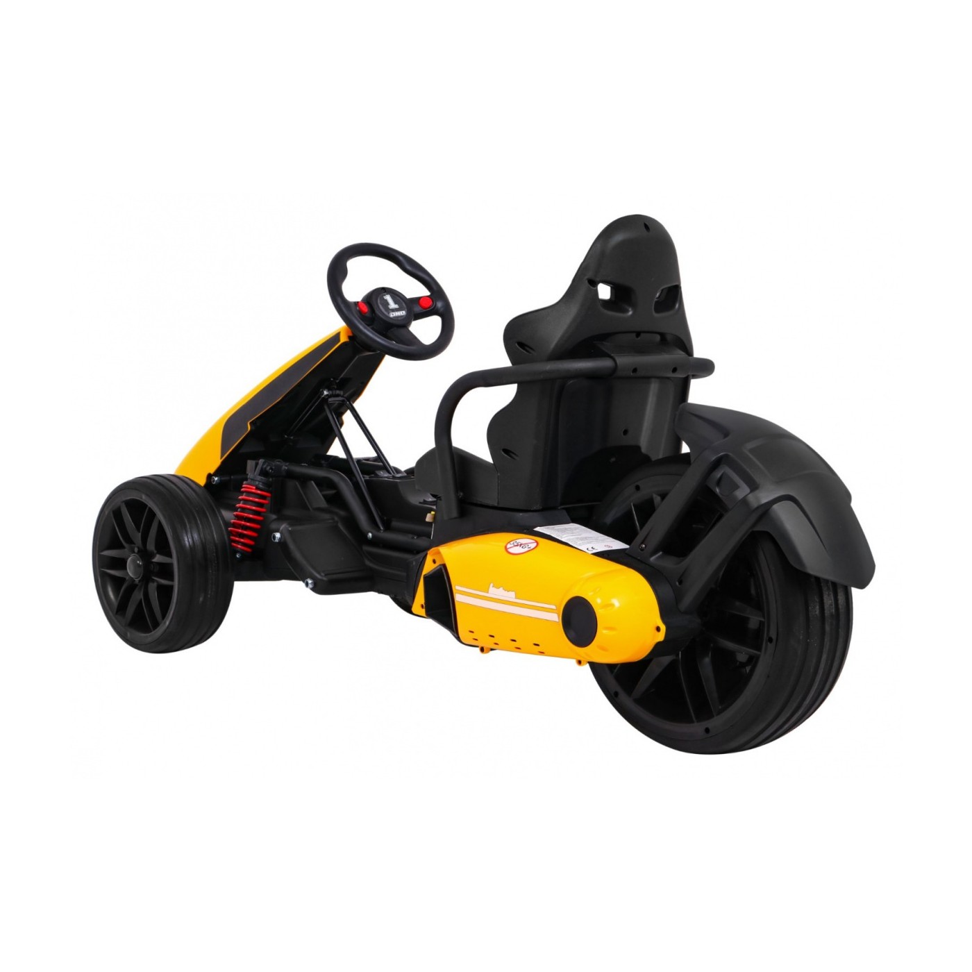 Motokára pro baterii auto XR-1 pro děti žlutý + nastavitelný volant + profilované sedadlo