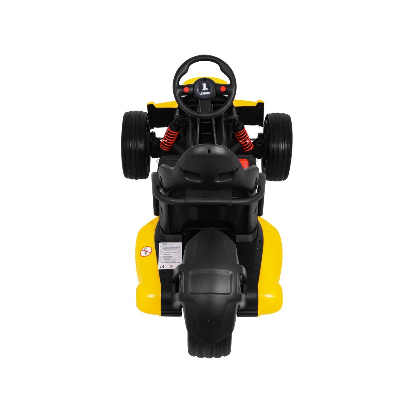Motokára pro baterii auto XR-1 pro děti žlutý + nastavitelný volant + profilované sedadlo