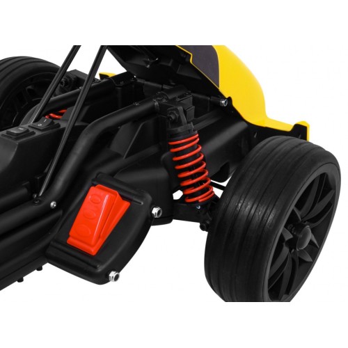 Motokára pro baterii auto XR-1 pro děti žlutý + nastavitelný volant + profilované sedadlo