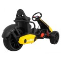 Motokára pro baterii auto XR-1 pro děti žlutý + nastavitelný volant + profilované sedadlo