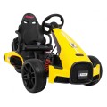 Motokára pro baterii auto XR-1 pro děti žlutý + nastavitelný volant + profilované sedadlo