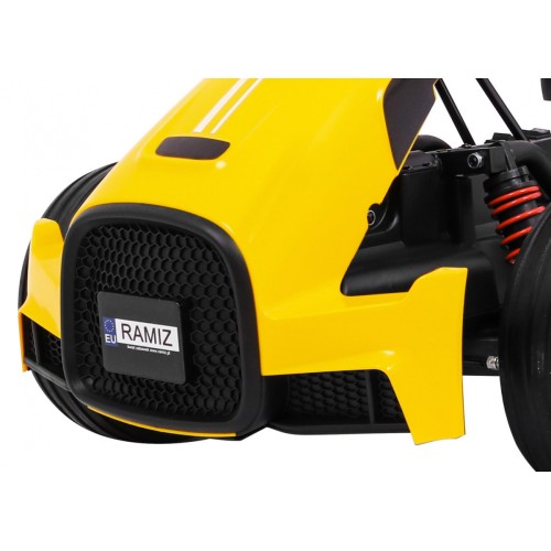 Motokára pro baterii auto XR-1 pro děti žlutý + nastavitelný volant + profilované sedadlo