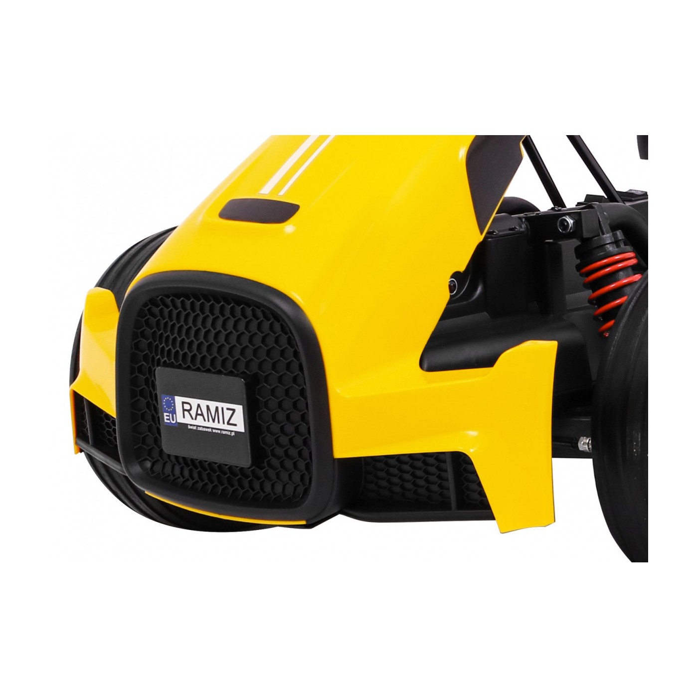 Motokára pro baterii auto XR-1 pro děti žlutý + nastavitelný volant + profilované sedadlo