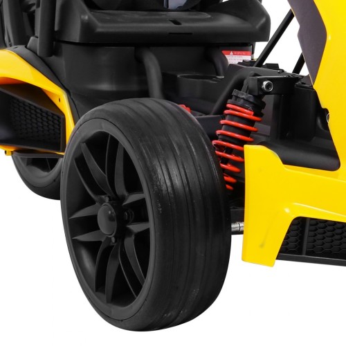 Motokára pro baterii auto XR-1 pro děti žlutý + nastavitelný volant + profilované sedadlo