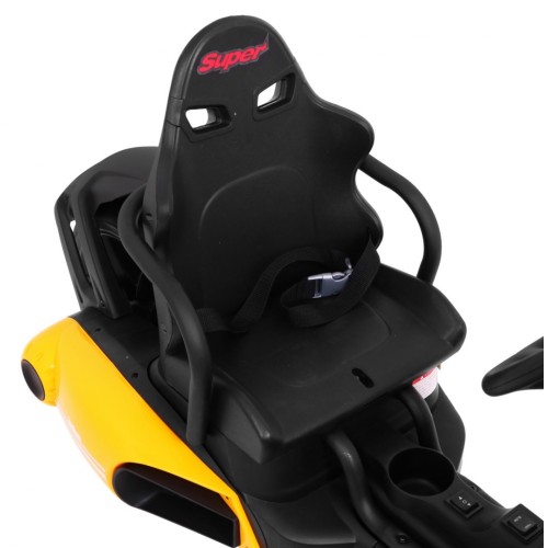 Motokára pro baterii auto XR-1 pro děti žlutý + nastavitelný volant + profilované sedadlo