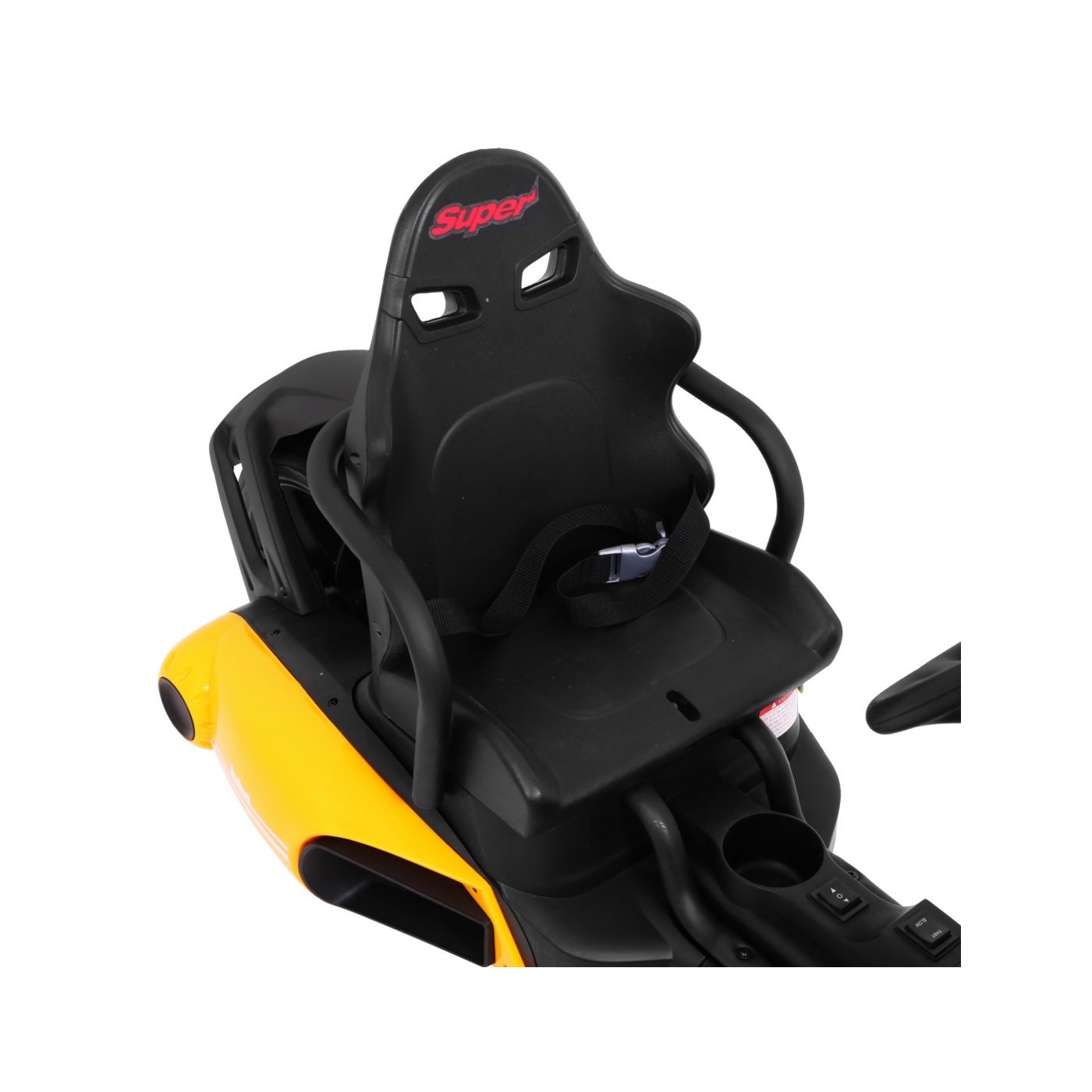 Motokára pro baterii auto XR-1 pro děti žlutý + nastavitelný volant + profilované sedadlo