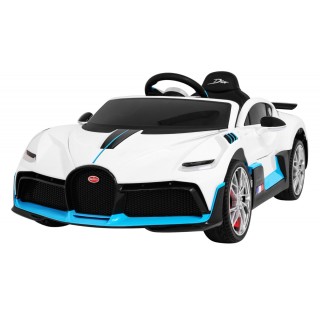 Bugatti Divo dětská autobaterie bílá + dálkové ovládání + EVA + pomalý start + LED MP3