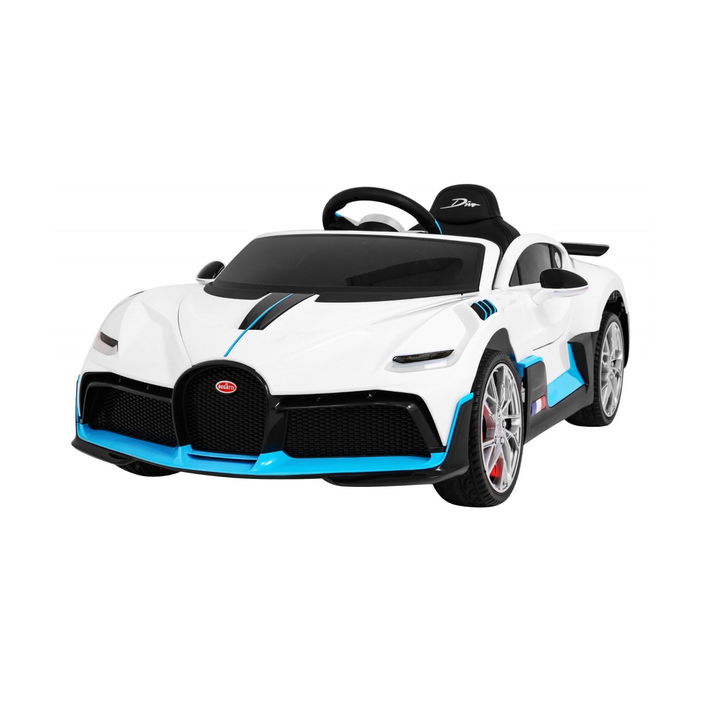 Bugatti Divo dětská autobaterie bílá + dálkové ovládání + EVA + pomalý start + LED MP3