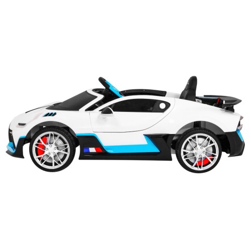Bugatti Divo dětská autobaterie bílá + dálkové ovládání + EVA + pomalý start + LED MP3