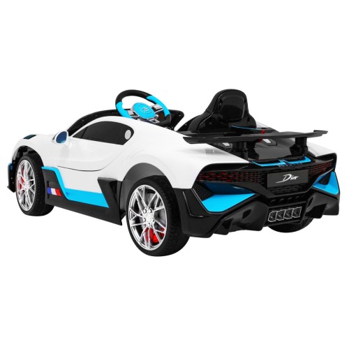 Bugatti Divo dětská autobaterie bílá + dálkové ovládání + EVA + pomalý start + LED MP3