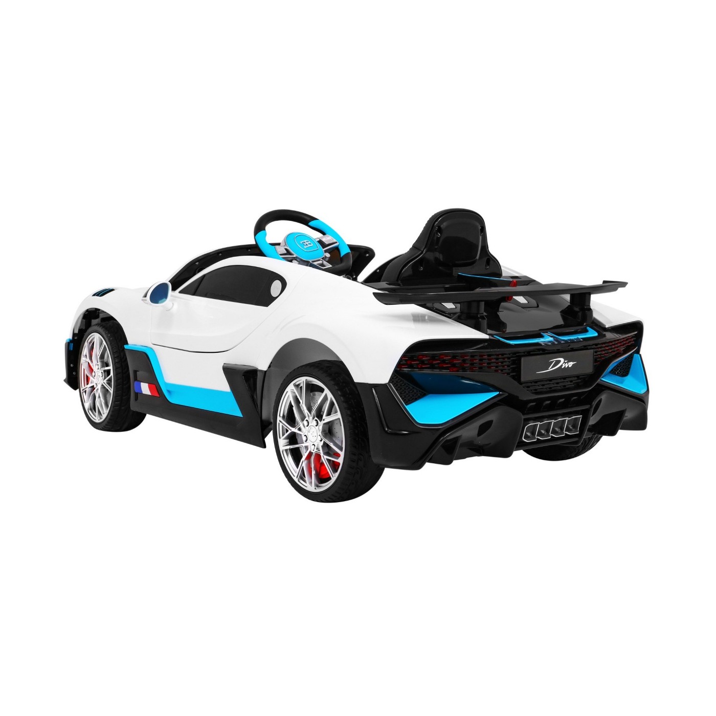 Bugatti Divo dětská autobaterie bílá + dálkové ovládání + EVA + pomalý start + LED MP3