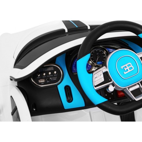 Bugatti Divo dětská autobaterie bílá + dálkové ovládání + EVA + pomalý start + LED MP3