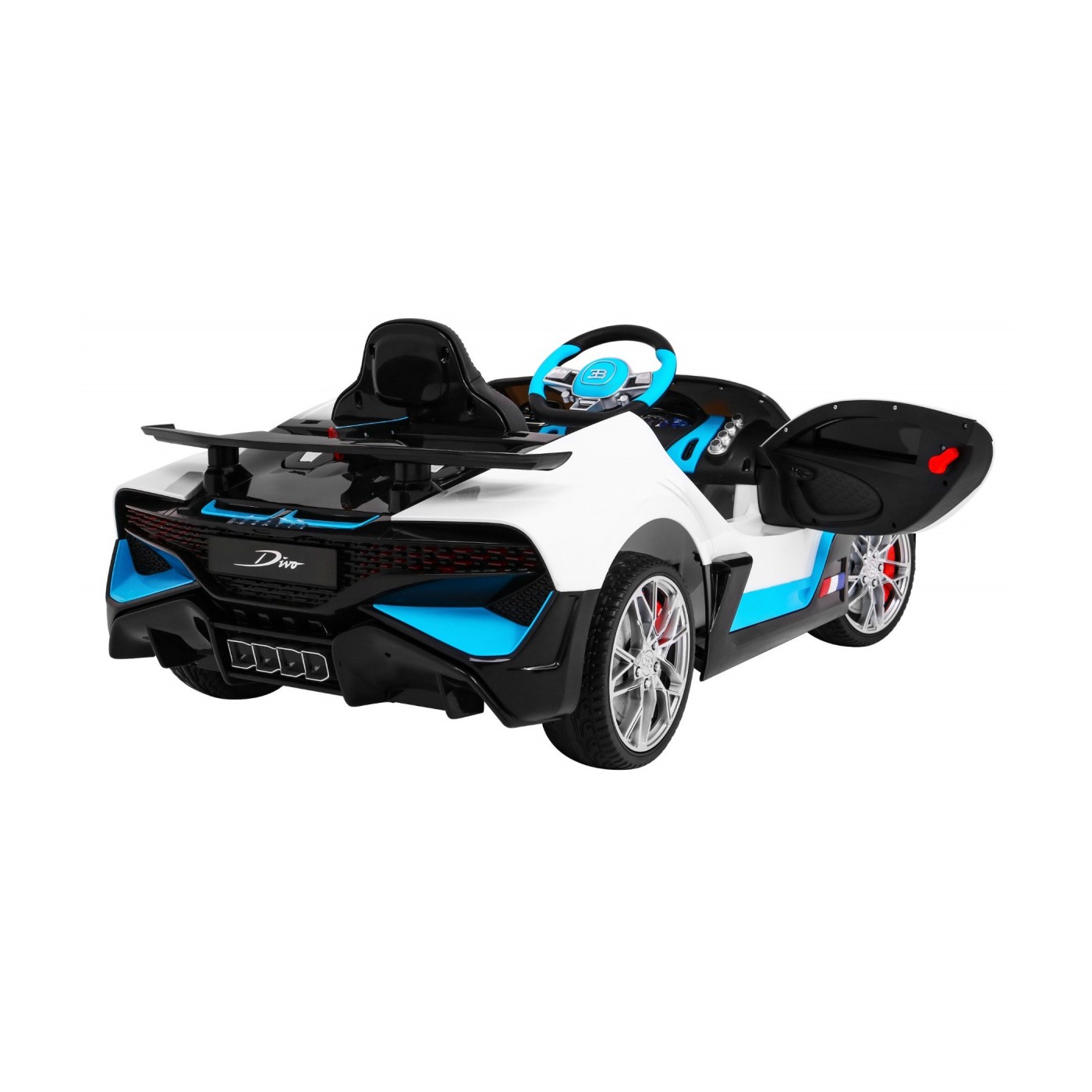 Bugatti Divo dětská autobaterie bílá + dálkové ovládání + EVA + pomalý start + LED MP3