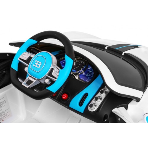 Bugatti Divo dětská autobaterie bílá + dálkové ovládání + EVA + pomalý start + LED MP3