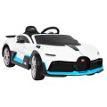 Bugatti Divo dětská autobaterie bílá + dálkové ovládání + EVA + pomalý start + LED MP3