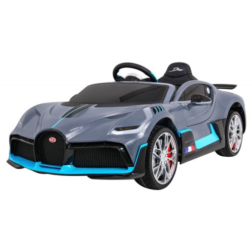 Dětská autobaterie Bugatti Divo šedá + dálkové ovládání + EVA + pomalý start + LED MP3