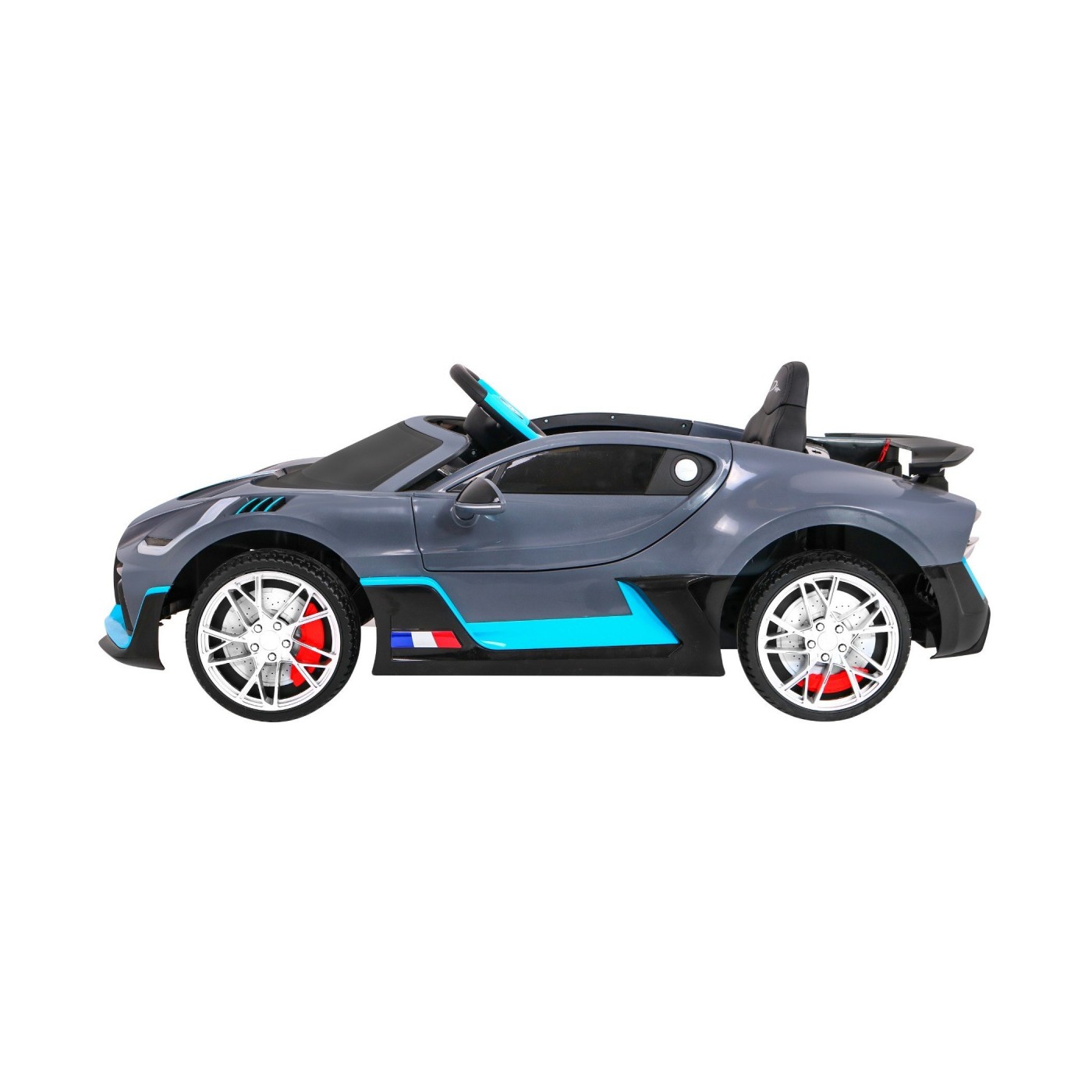 Dětská autobaterie Bugatti Divo šedá + dálkové ovládání + EVA + pomalý start + LED MP3
