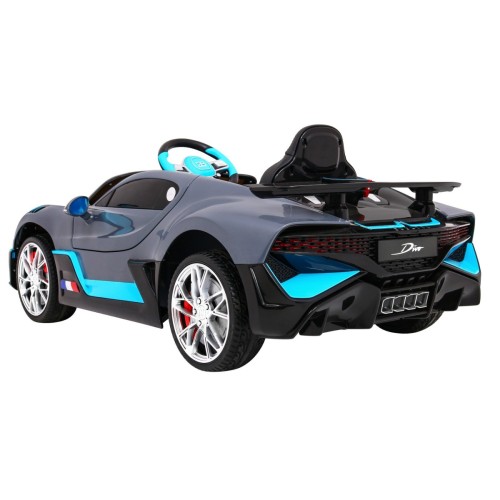 Dětská autobaterie Bugatti Divo šedá + dálkové ovládání + EVA + pomalý start + LED MP3
