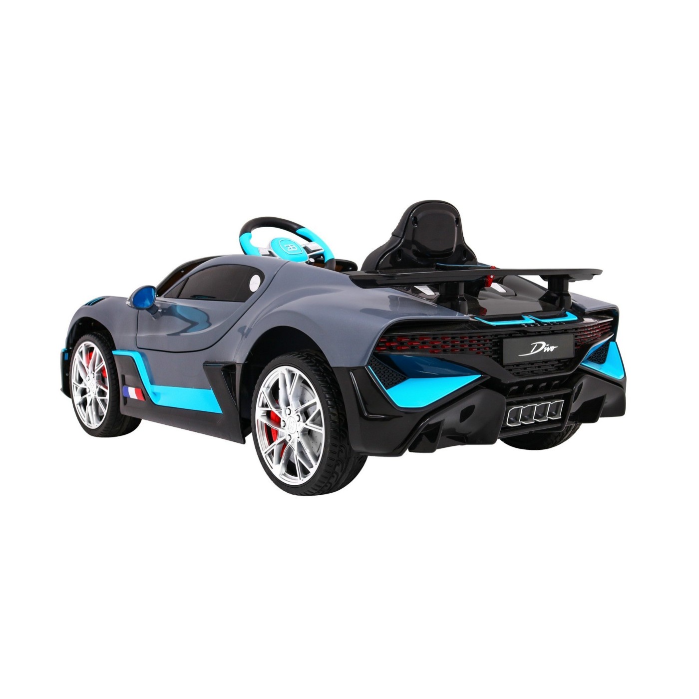 Dětská autobaterie Bugatti Divo šedá + dálkové ovládání + EVA + pomalý start + LED MP3