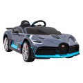 Dětská autobaterie Bugatti Divo šedá + dálkové ovládání + EVA + pomalý start + LED MP3