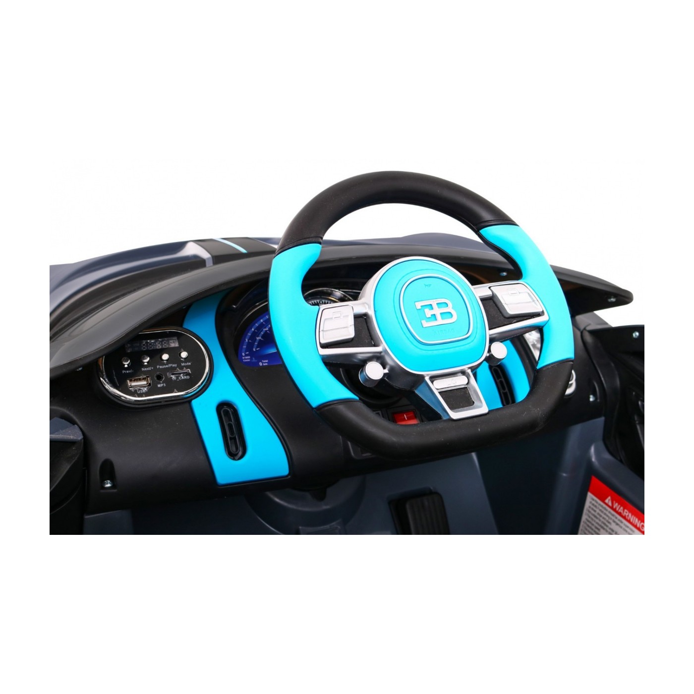 Dětská autobaterie Bugatti Divo šedá + dálkové ovládání + EVA + pomalý start + LED MP3