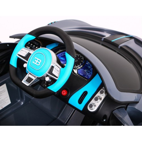 Dětská autobaterie Bugatti Divo šedá + dálkové ovládání + EVA + pomalý start + LED MP3