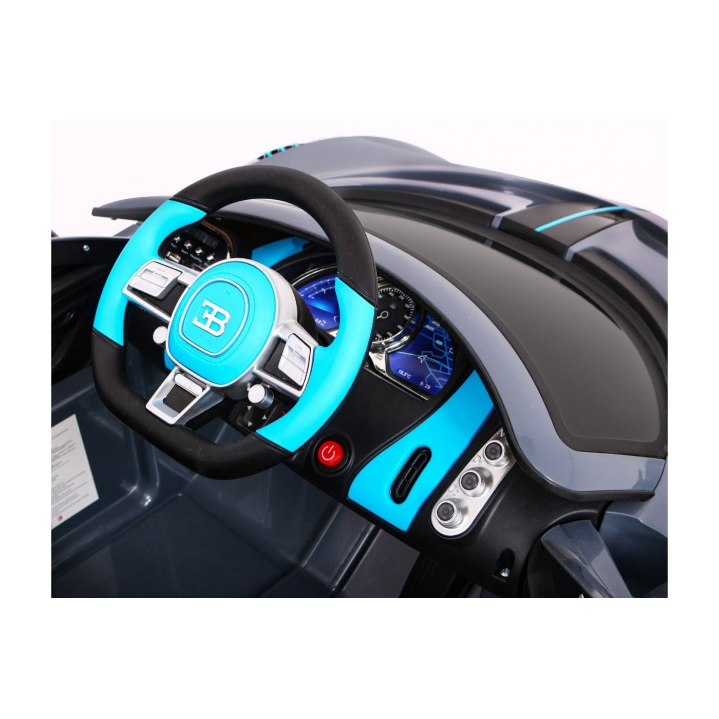 Dětská autobaterie Bugatti Divo šedá + dálkové ovládání + EVA + pomalý start + LED MP3