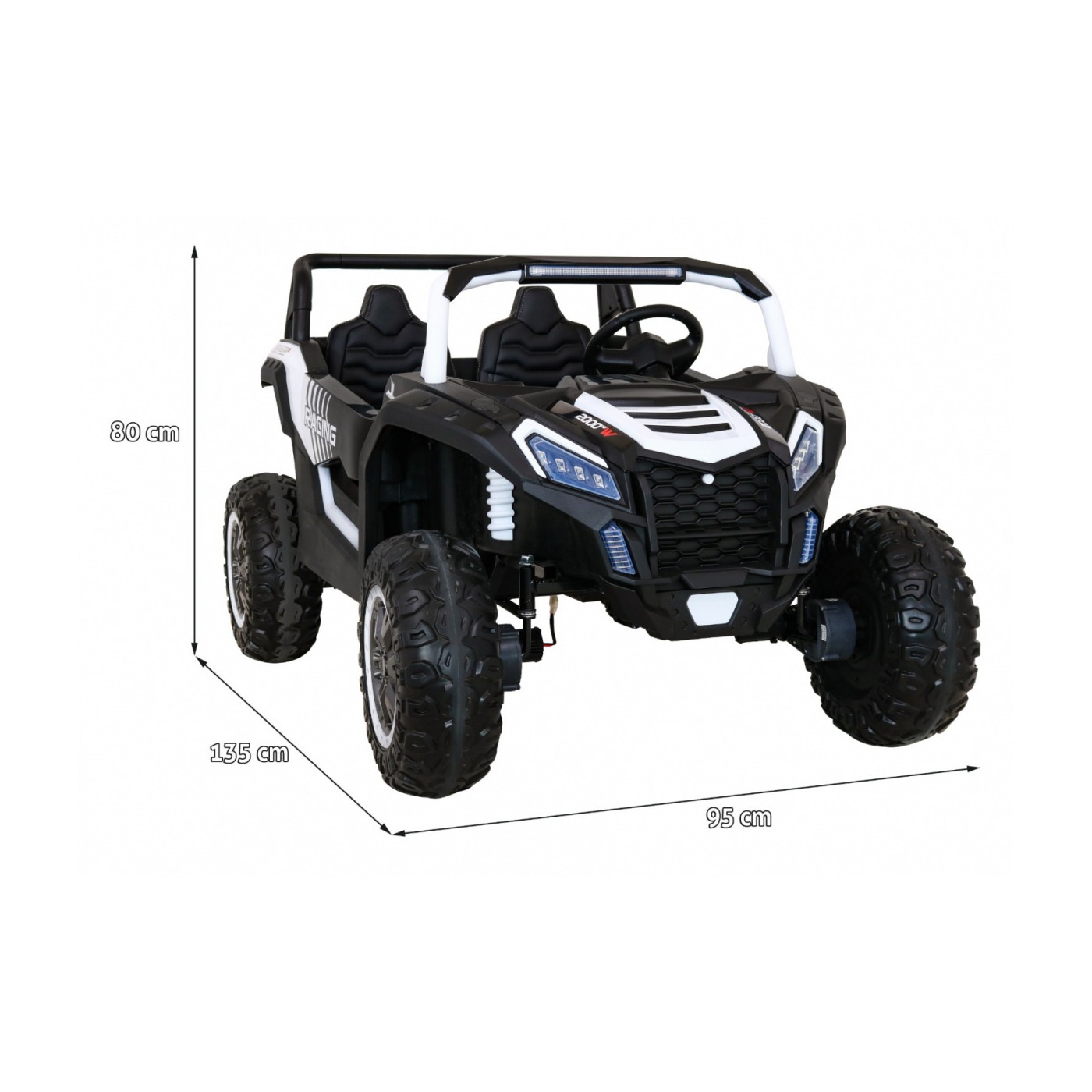 Buggy ATV Racing pro 2 děti bílá + Naped 4x4 + dálkové ovládání + pomalý start + MP3 LED