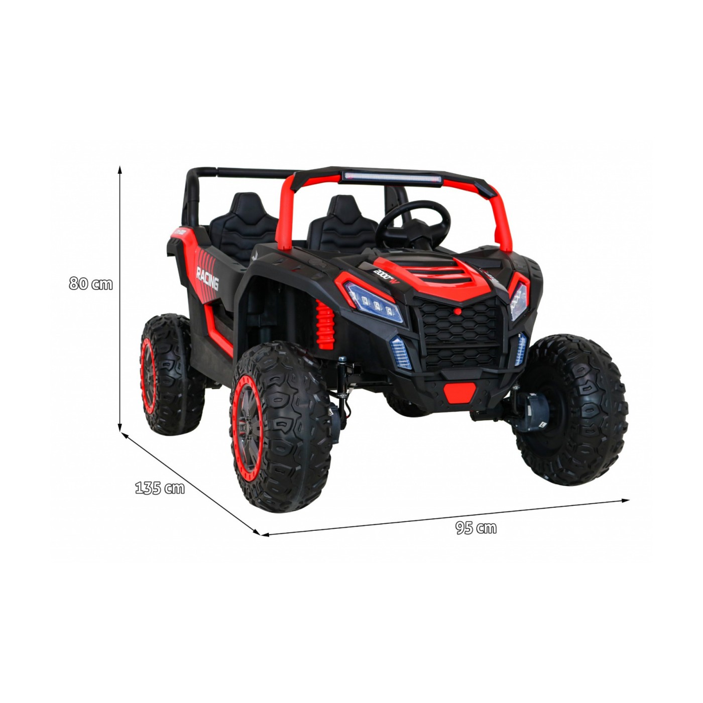 Buggy ATV Racing pro 2 děti červená + 4x4 pohon + dálkové ovládání + pomalý start + MP3 LED