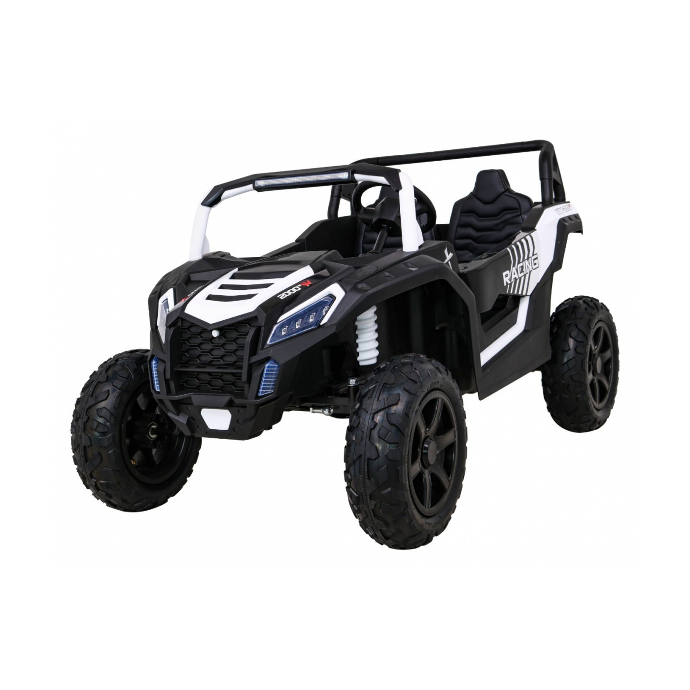 Buggy ATV Strong Racing pro 2 děti bílý střídavý motor nafouknutá kola Audio LED