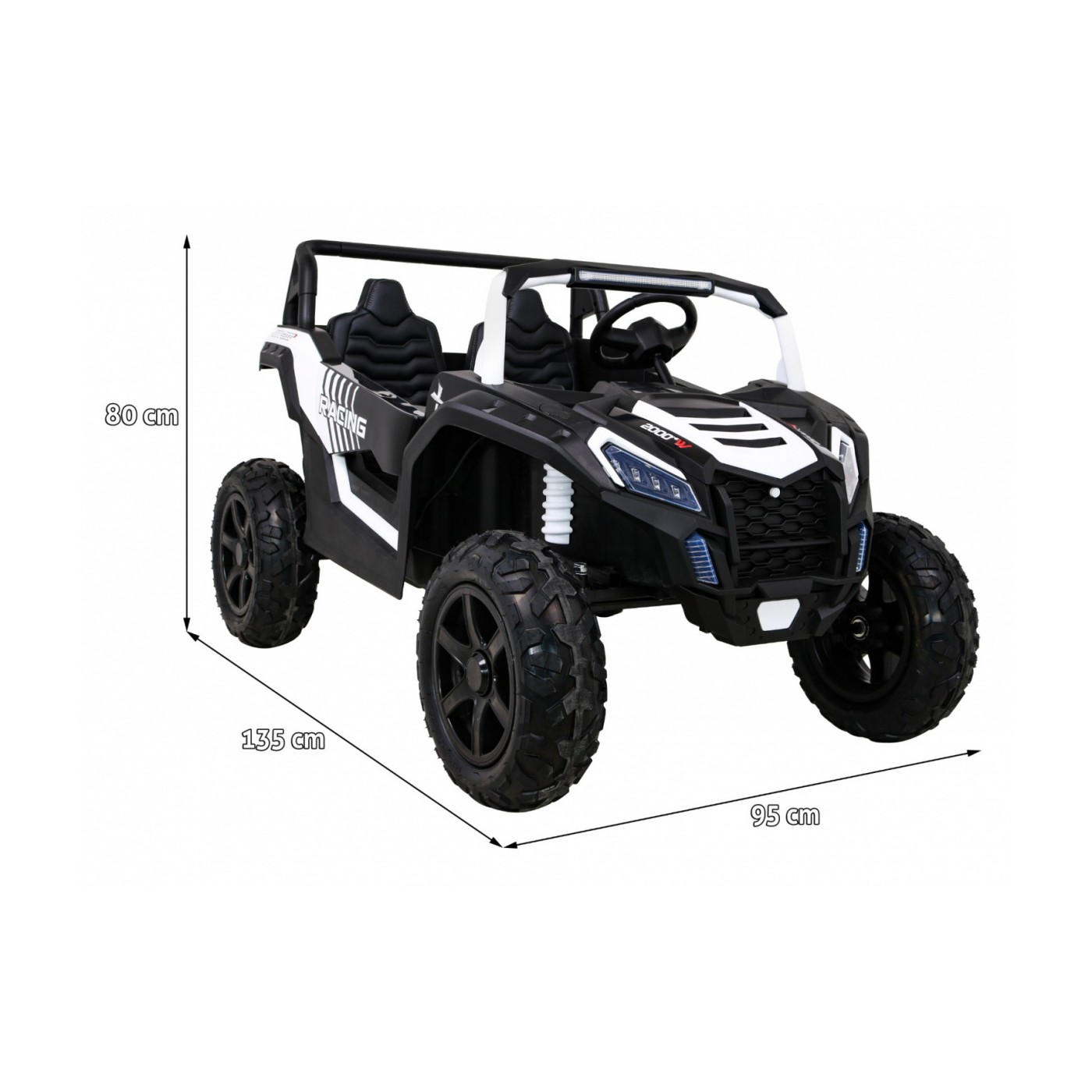 Buggy ATV Strong Racing pro 2 děti bílý střídavý motor nafouknutá kola Audio LED