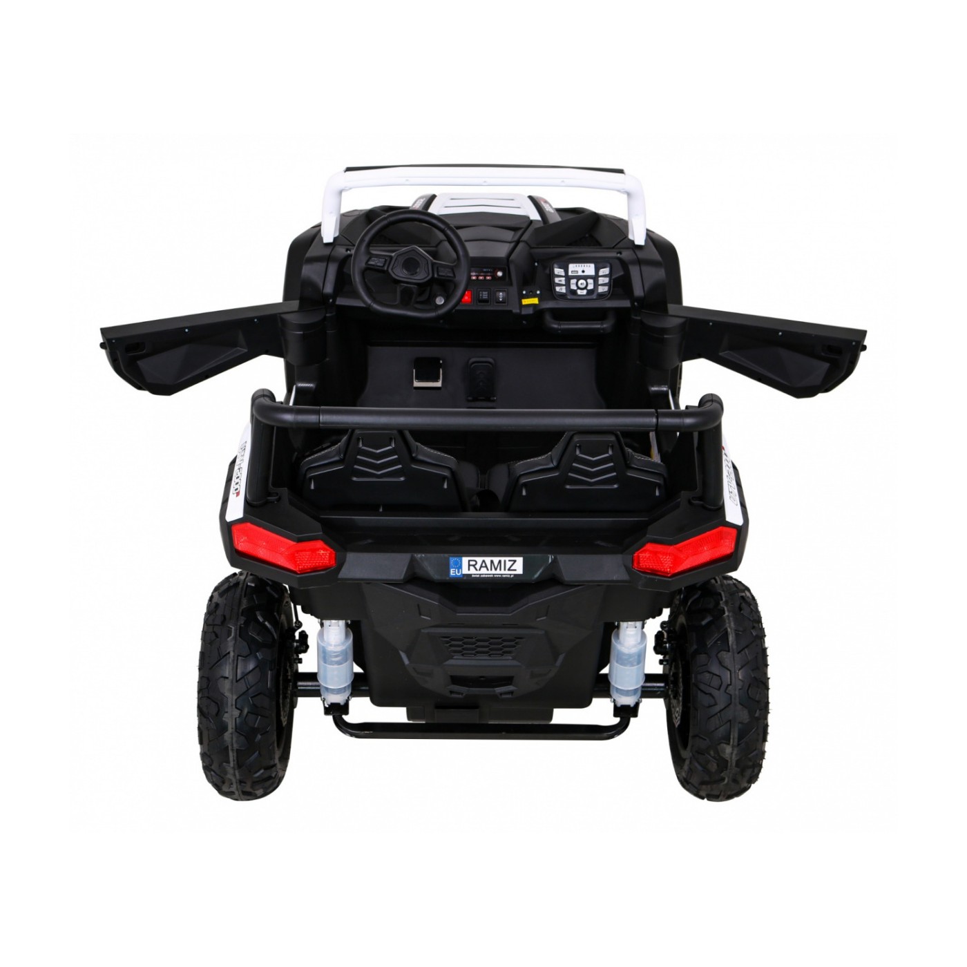 Buggy ATV Strong Racing pro 2 děti bílý střídavý motor nafouknutá kola Audio LED