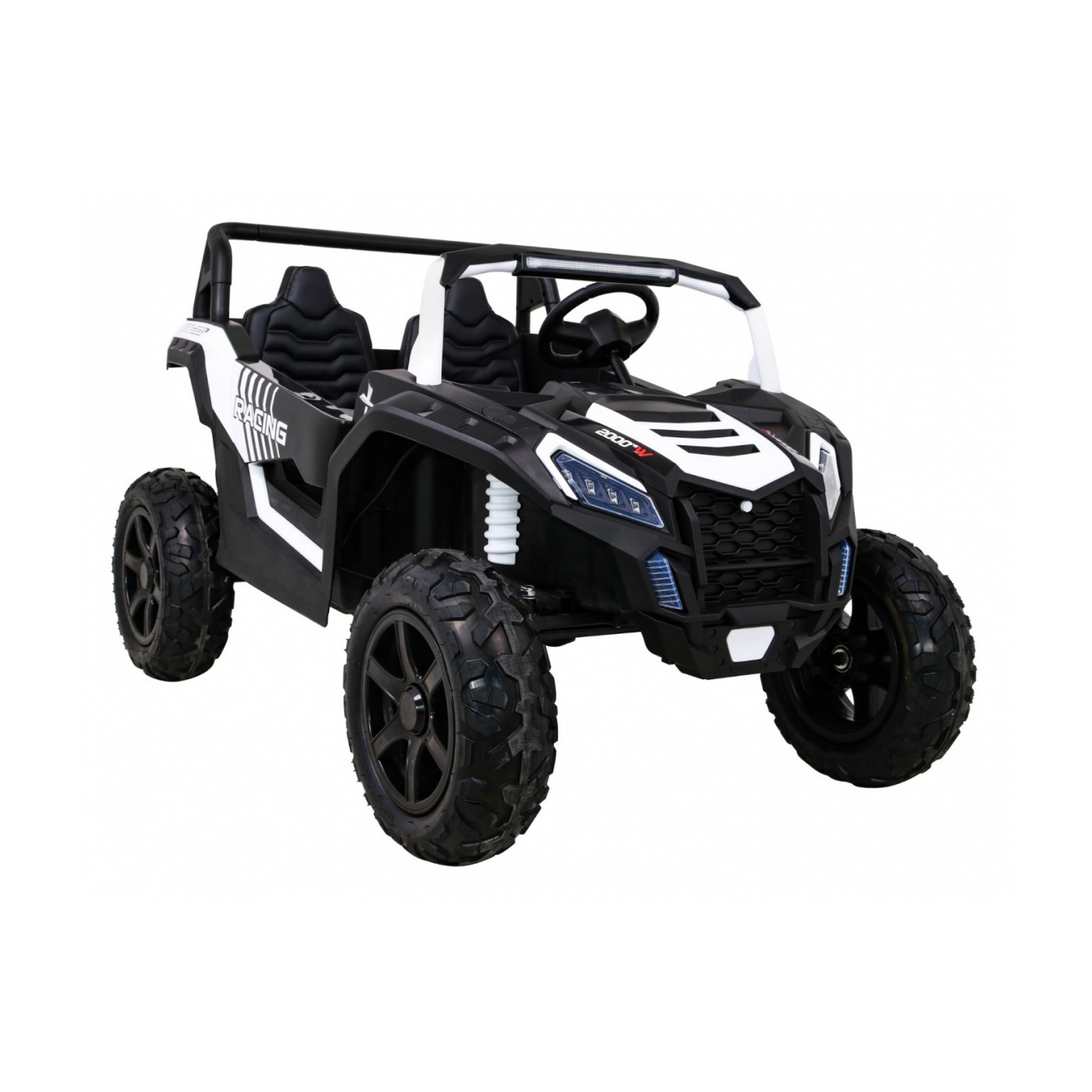 Buggy ATV Strong Racing pro 2 děti bílý střídavý motor nafouknutá kola Audio LED