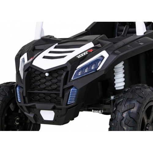 Buggy ATV Strong Racing pro 2 děti bílý střídavý motor nafouknutá kola Audio LED