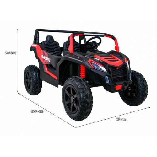 Buggy ATV Strong Racing pro 2 děti červený střídavý motor nafouknutá kola Audio LED