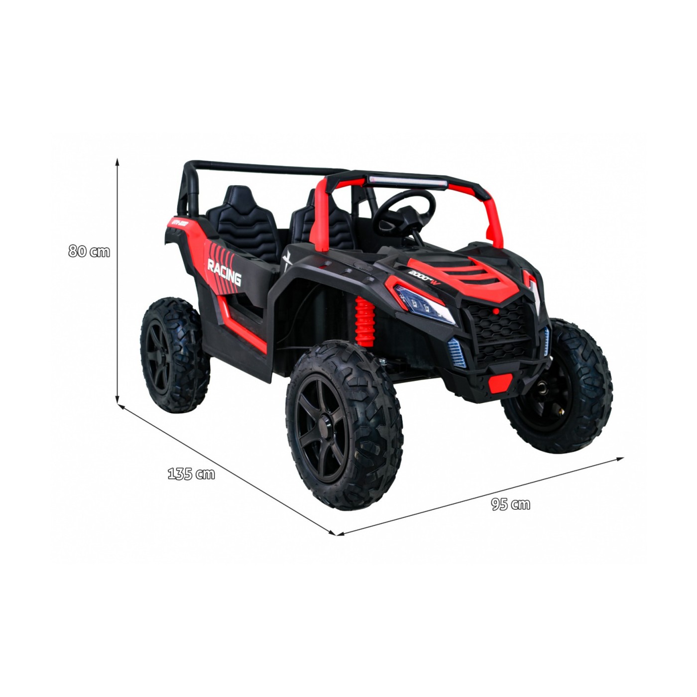 Buggy ATV Strong Racing pro 2 děti červený střídavý motor nafouknutá kola Audio LED