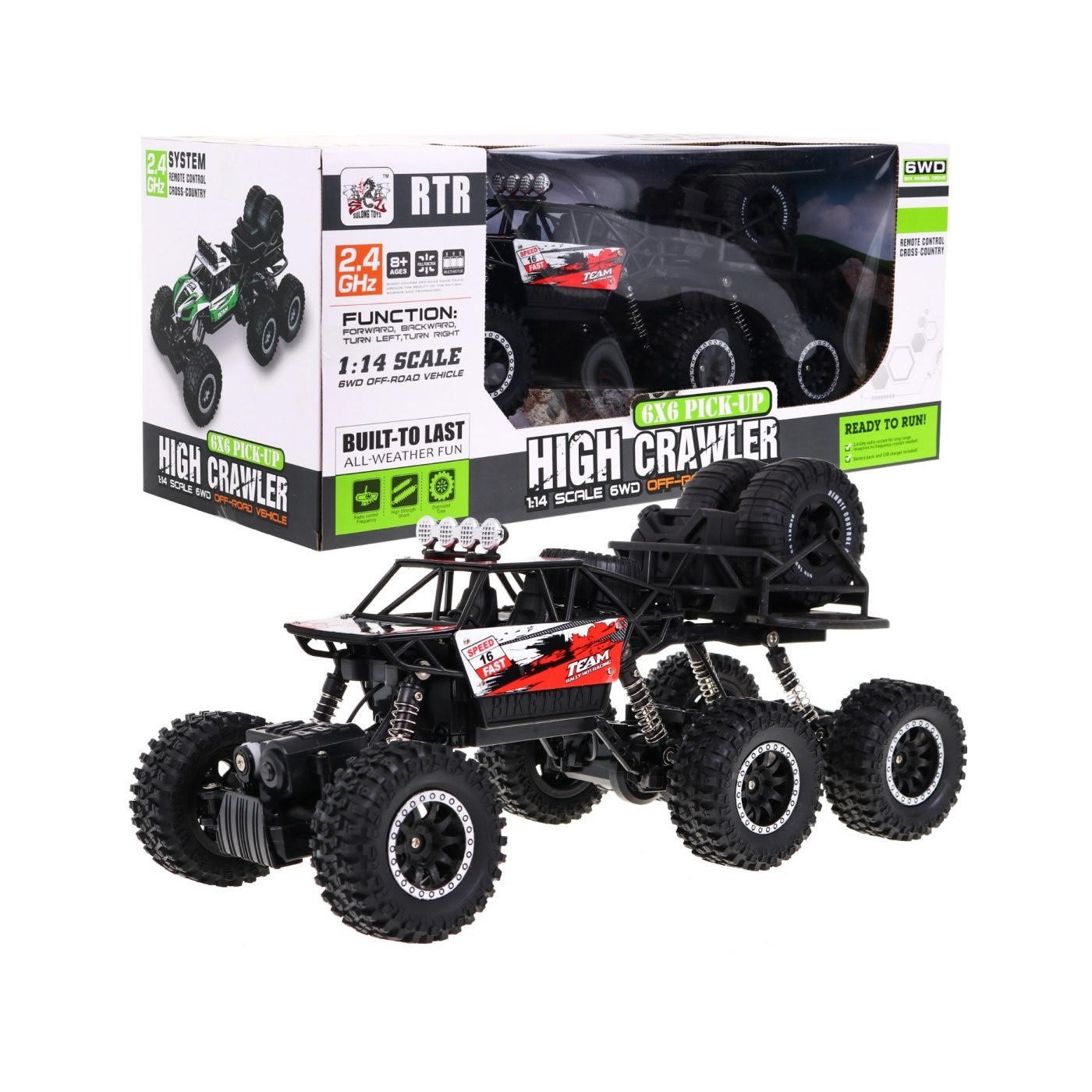 Crawler High Kids 8+ Dálkové ovládání Model 1:14 Naped 6x6 + Náhradní Kola