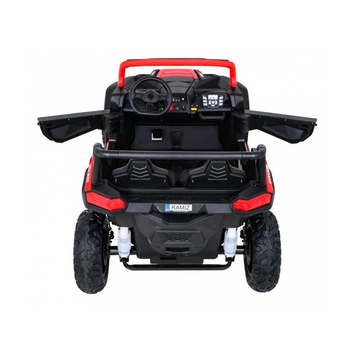 Buggy ATV Strong Racing pro 2 děti červený střídavý motor nafouknutá kola Audio LED
