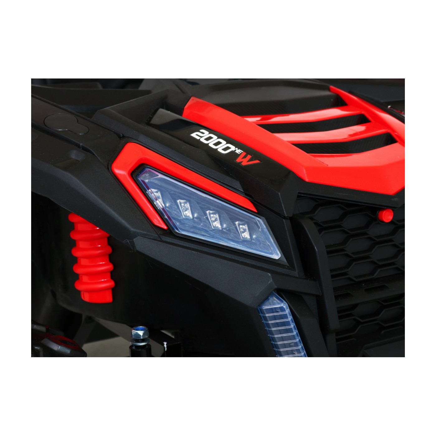 Buggy ATV Strong Racing pro 2 děti červený střídavý motor nafouknutá kola Audio LED
