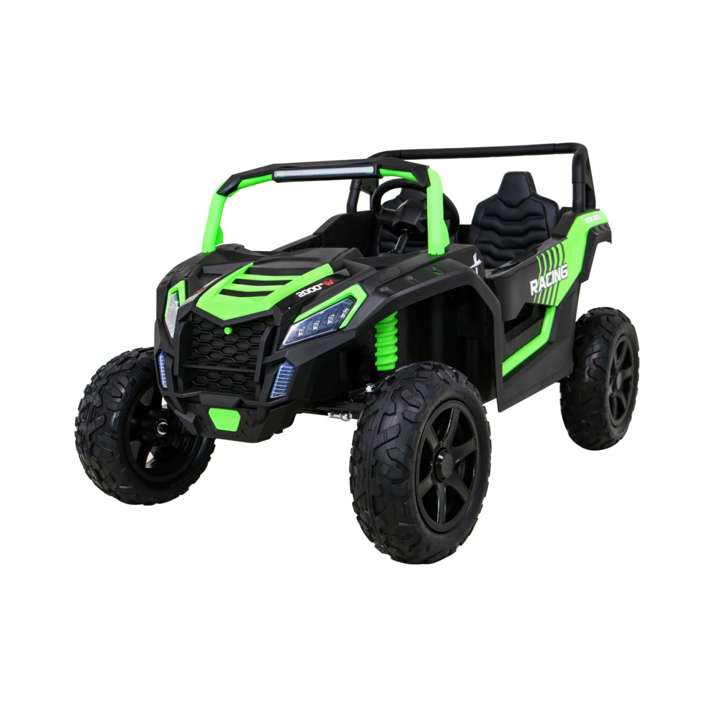Buggy ATV Strong Racing pro 2 děti Zelená bezkartáčová motorová nafouknutá kola Audio LED