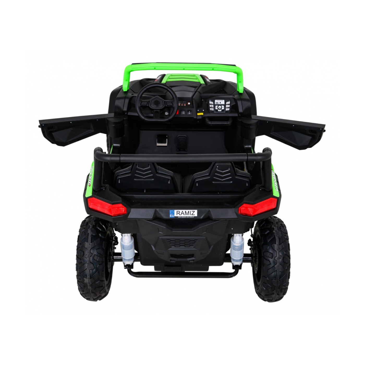 Buggy ATV Strong Racing pro 2 děti Zelená bezkartáčová motorová nafouknutá kola Audio LED