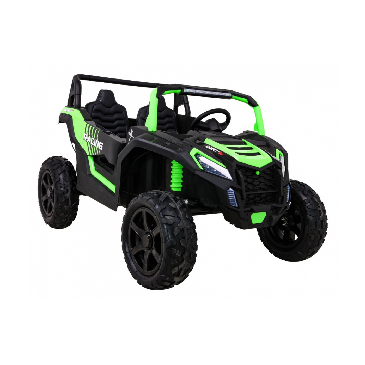 Buggy ATV Strong Racing pro 2 děti Zelená bezkartáčová motorová nafouknutá kola Audio LED