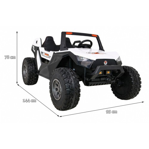 Buggy Clash na baterii pro 2 děti bílá + dálkový ovladač + pohon 4x4 + nastavení sedadla + MP3 rádio + LED