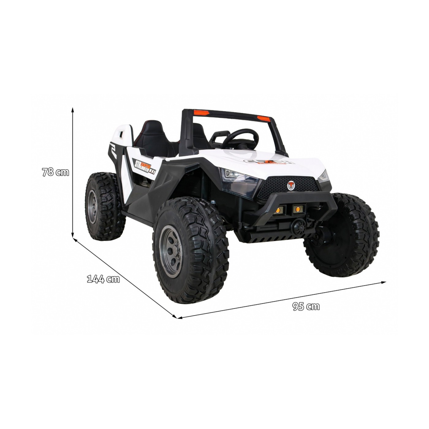 Buggy Clash na baterii pro 2 děti bílá + dálkový ovladač + pohon 4x4 + nastavení sedadla + MP3 rádio + LED