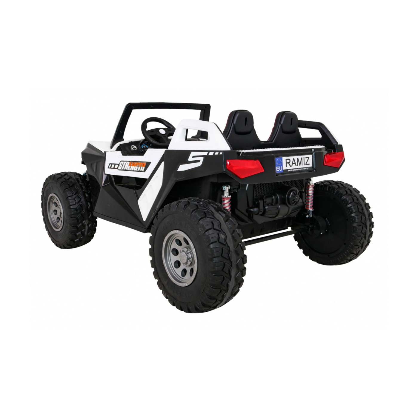 Buggy Clash na baterii pro 2 děti bílá + dálkový ovladač + pohon 4x4 + nastavení sedadla + MP3 rádio + LED
