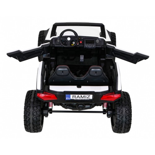 Buggy Clash na baterii pro 2 děti bílá + dálkový ovladač + pohon 4x4 + nastavení sedadla + MP3 rádio + LED
