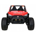 Bateriový kočárek pro 2 děti červený + dálkový + poháněný 4x4 + nastavení sedadla + MP3 rádio + LED