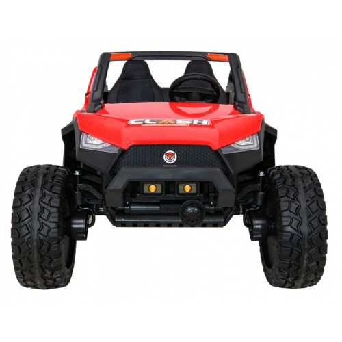 Bateriový kočárek pro 2 děti červený + dálkový + poháněný 4x4 + nastavení sedadla + MP3 rádio + LED