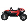 Bateriový kočárek pro 2 děti červený + dálkový + poháněný 4x4 + nastavení sedadla + MP3 rádio + LED